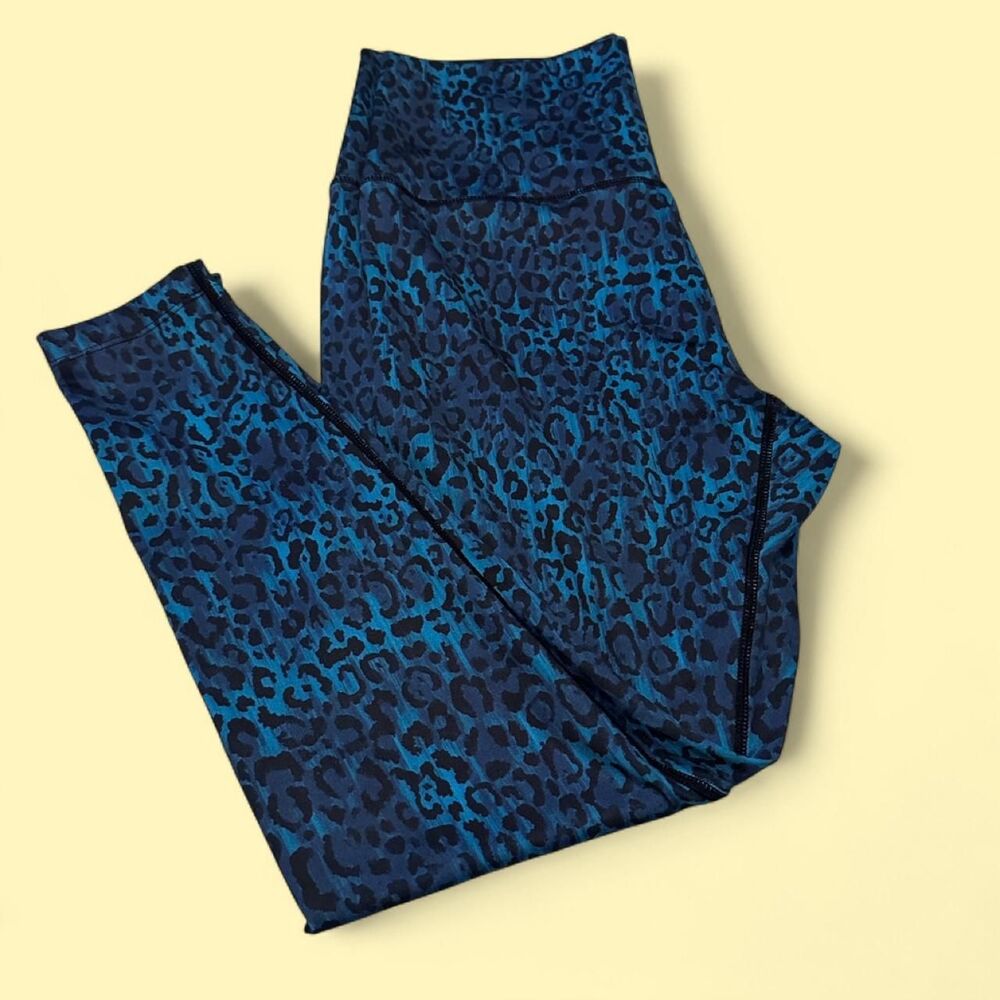 Kira Grace bright blue leopard print leggings Size L